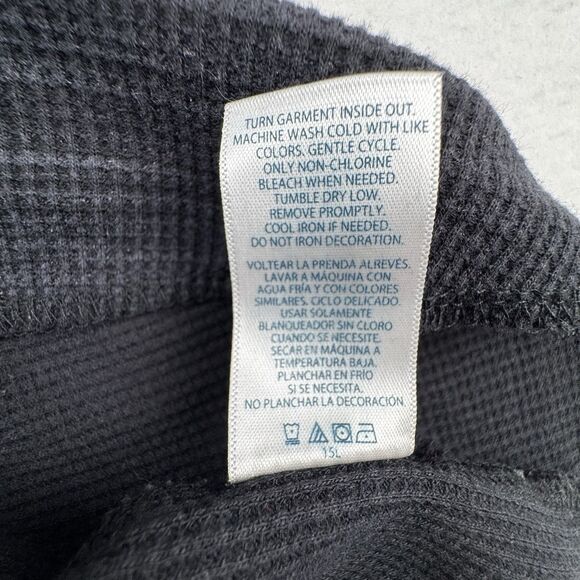 Cyber Skull Men Black Thermal Waffle Knit Shirt L Y2K Grunge Biker Jesse Pinkman - Picture 9 of 13